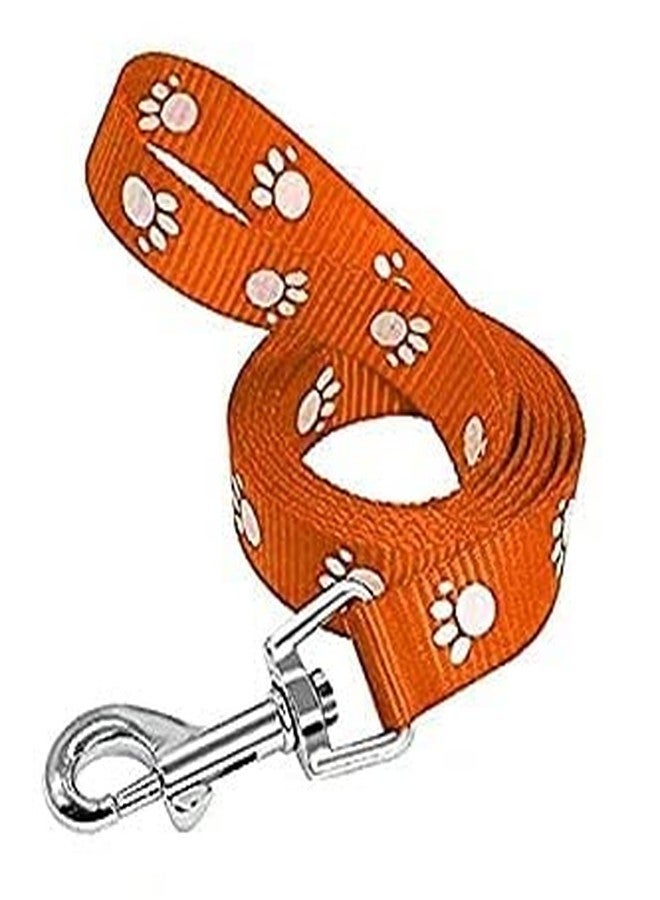 Pups&Pets طقم طوق ومقود للكلاب من Pups&Pets، مزين بطبعة مخالب الجراء، طوق نايلون قابل للتعديل مع مقود للكلاب الصغيرة، سهل الفتح وجيد التهوية، مناسب للجراء والكلاب والقطط، 10 مم (برتقالي) - Image 4